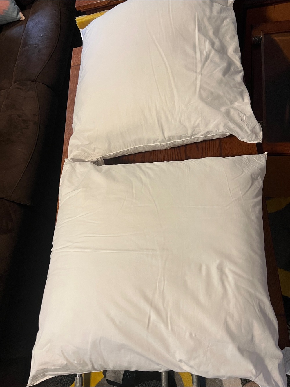 Set of 2 Pillow Inserts • 26x26inches • Square • White • Cotton Cover, Poly Fill